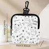 Large Capacity Cute Cat Print Portable Coin Purse Faux Leather Waterproof Mini Earphone Case with Key Ring Multifunctional