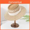 Woven Straw Fashion Hat With Wide Brim And Strap Decoration For Daily Wear