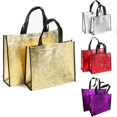 1PC Large Capacity Reusable Shopping Bag Fabric Non-Woven Grocery Bag Laser Foldable Eco Bag Tote