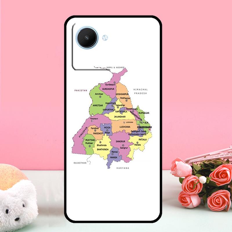 Punjab Map Outline For Realme 15 Pro GT7 10 11 12 13 14 Pro Plus C67 C65 C63 C61 C55 C53 C51 C35 C71 C75 Case