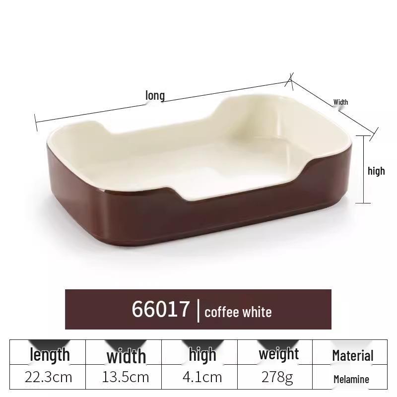 Melamine Rectangular Plate for BBQ & Side Dishes - Imitation Porcelain Tableware