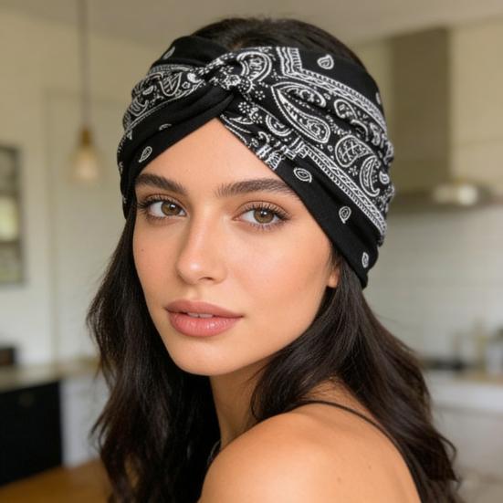 1/3Pcs Crossover Yoga Headband Boho Style Wide Tie-Dye Leopard Paisley Print Hairband Women Non-Slip Elastic Headband