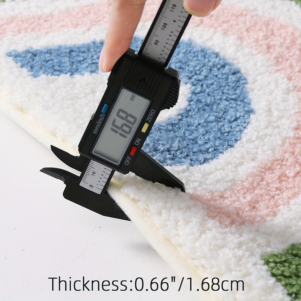 Fluffy Rainbow Bath Rug, Semicircular Polyester Knit Fabric Bath Mat, Absorbent Bathroom Carpet, Fluffy Plush Winter Decor Decoration