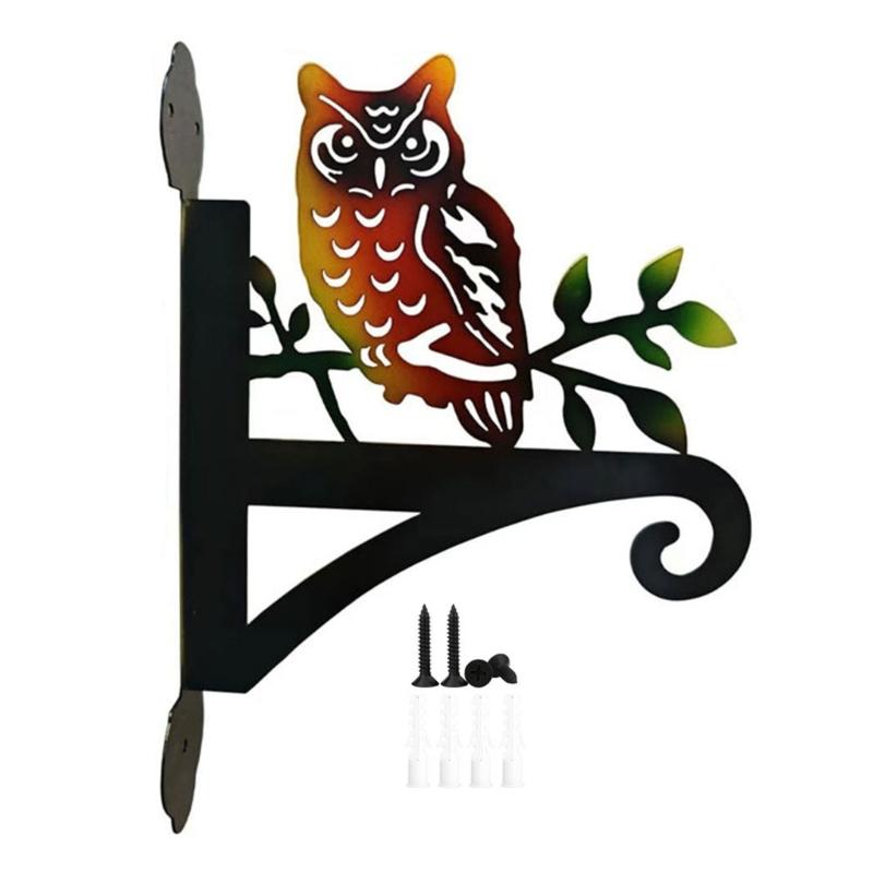 Decorative Iron Owl Themed Wall Mounted Hook Plant Hangers Bracket For Flower Pots Bird Feeder Wind Chime And Lanterns