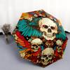 0106 Skull with Colorful Wings  Pattern, Automatic Folding Umbrella, Portable and Foldable Design, 8 Ribs, a Christmas or Birthday Gift.