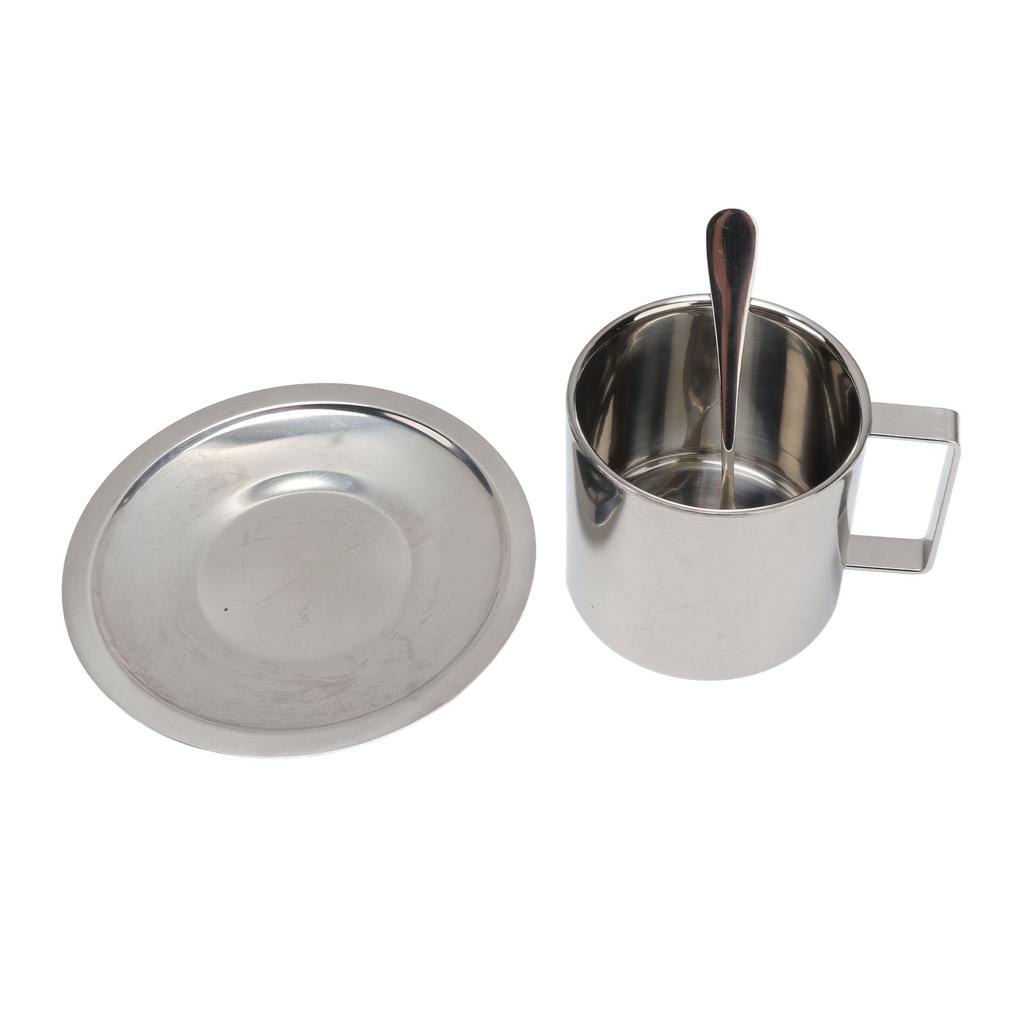 Edelstahl Kaffeetassen Set Doppelwandig Rostfrei Modern Latte Cappuccino Teetasse für Zuhause Büro Café Camping