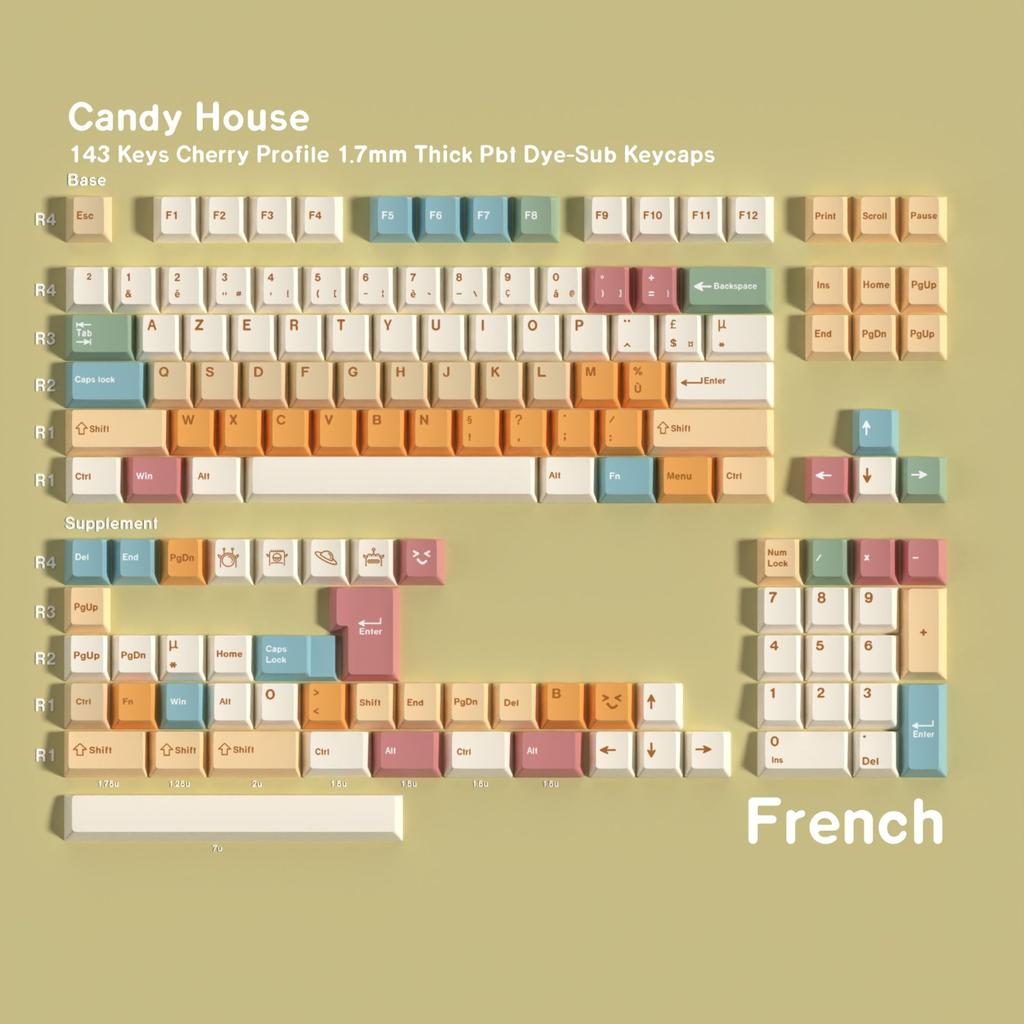 Cherry Keycap PBT Macaron Color Russian French Korean Japanese Keyboard Keychain Compatible with MX Switch Mechanical Keyboard