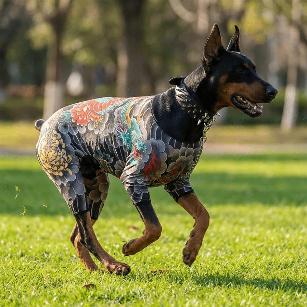Fashion S-9XL Dog Tattoo Clothes Doberman Pinscher Elastic Pet Tattoo Shirt Anti-mosquito Soft Cat Tattoo Vest Four Seasons
