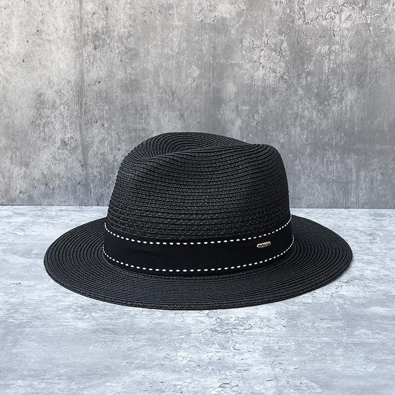 Straw Hollow Panama Straw Hat Men And Women Summer Seaside Vacation Beach Hat Jazz Hat Sun Visor Top Hat