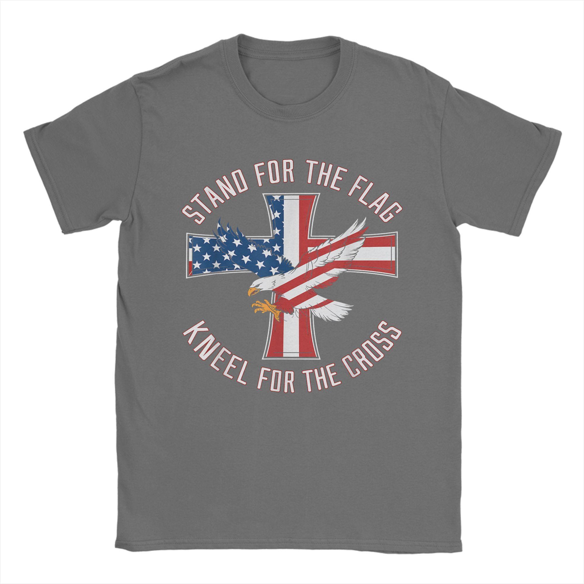 

Stand For The Flag Kneel For The Cross Men s T Shirt Veteran s Day Vintage Tee Shirt Short Sleeve T-Shirt Cotton Plus Size merch 4XL