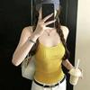 Pure Desire Sexy Pocket Decorative Suspenders Knitted Vest Summer Waist Thin Chic Fashion Commuter Versatile Top