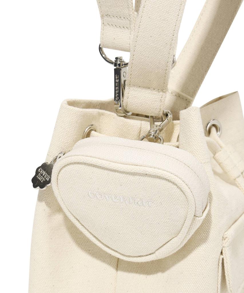 Covernat Woman Clover Heart Canvas Bucket Bag Ivory