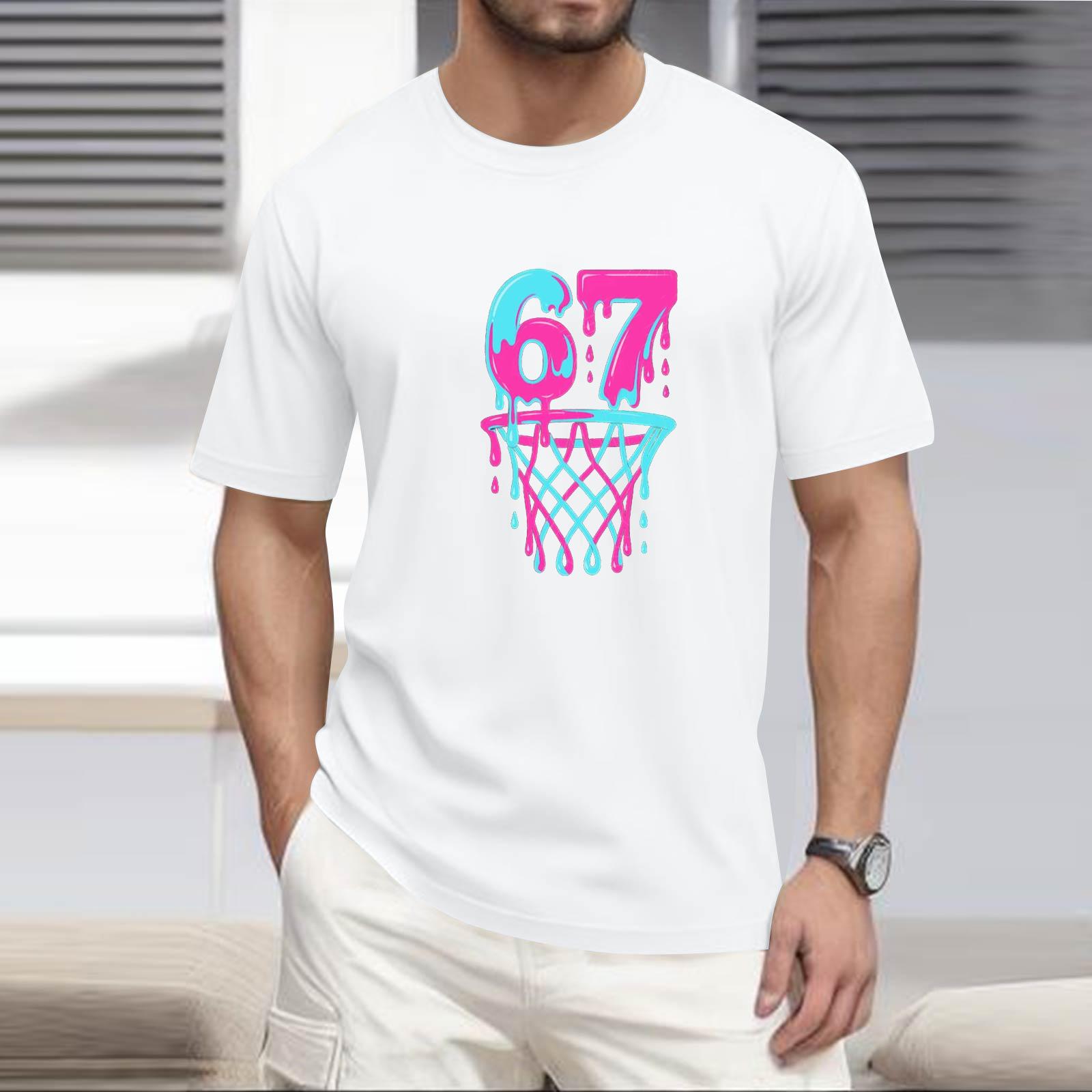 

Men s Popular T-shirt Printed Round Neck Short Sleeve T-shirt XL білий