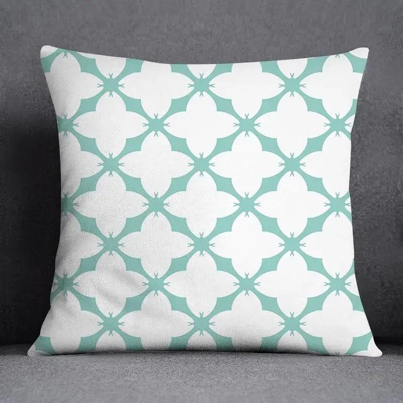 Office Living Room Home Pillowcase Geometric Dark Green Leaf Pillowcase Car Ornaments
