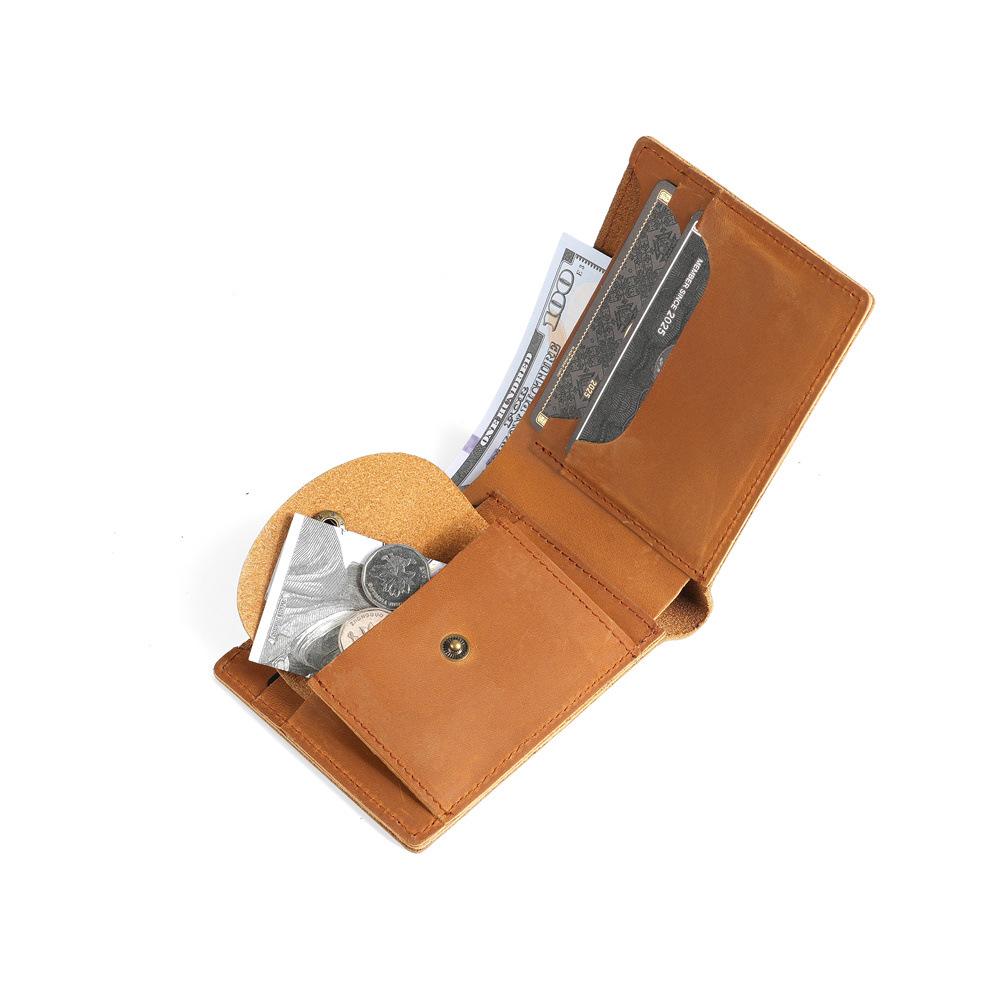 Men's Wallet Short Retro Classic Multi Slot Wallet Made of Pure Cowhide and Leather, Simple Men's Wallet