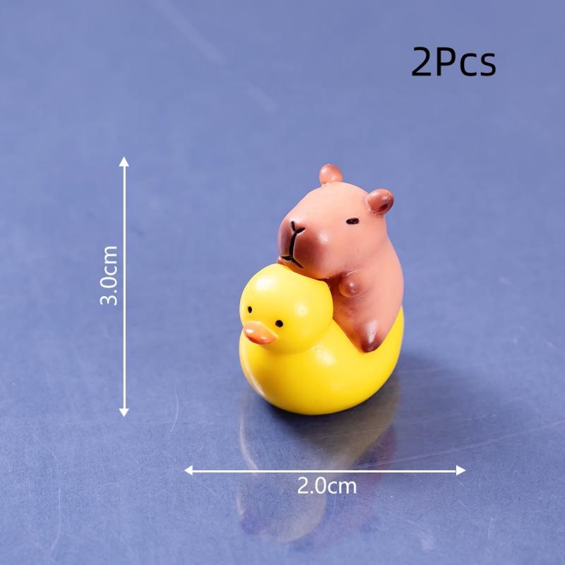 2 ks Mini Pryskyřičné Kapybara Miniatury Figurky Roztomilá Vílí Zahrada Zvířecí Ozdoba Mini Soška Dekorativní Malá Krajinářská