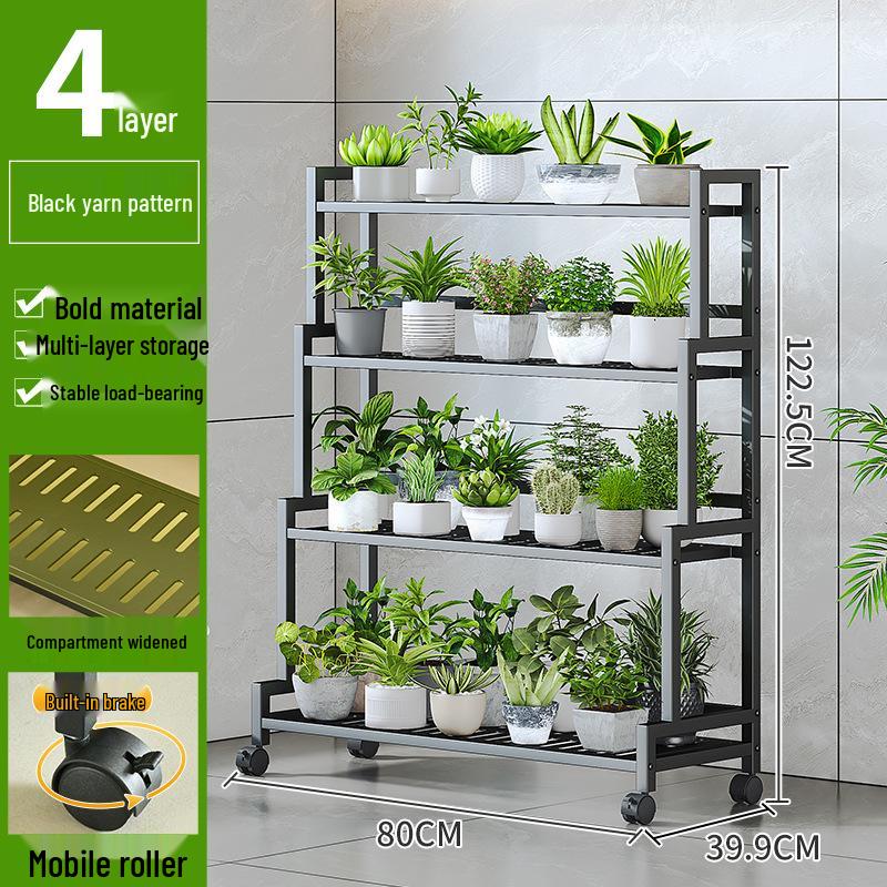 Modern Multi-Layer Wrought Iron Flower Stand & Storage Rack for Balcony & Living Room