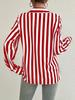 Striped Button-Front Women's Shirt: Loose, Slim-Fit, Retro, Versatile Top