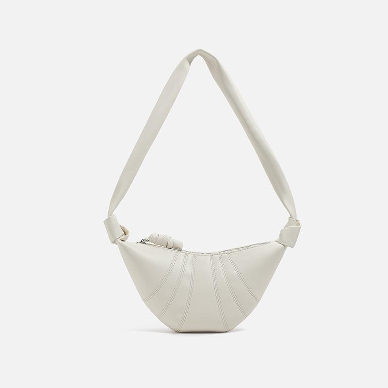 

Xipoke маленькая сумка-круассан из овчины, нишевая кожаная сумка-пельмень, большая вместимость, средняя сумка-мессенджер, нагрудная сумка Regular (hardware without words) белый