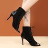Lace-up Sandal Boots Female Hollow Fine Heel Large Size Sandals