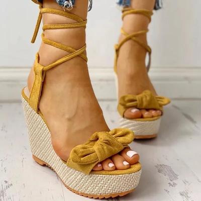 Fashion Ladies Wedge New Fish Mouth Shoes Platform Fashion Women High Heel Sanda Bow Peep Toe Shoes Casual Ladies Sandals Zapatos Mujer