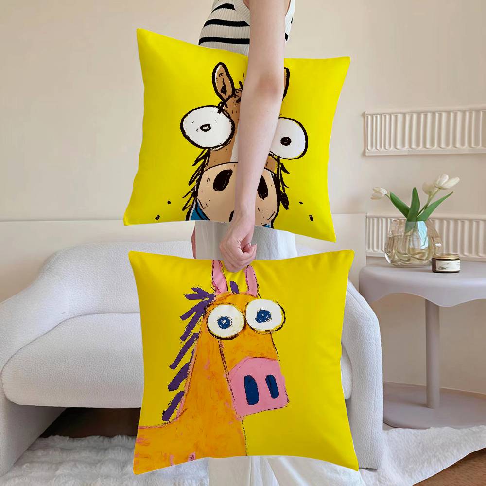 Funny Abstract Funny Animals Pillow Case Printed Brushed Fleece Pillow Baby Skin-Touch Eco-Friendly Dye-Sublimat