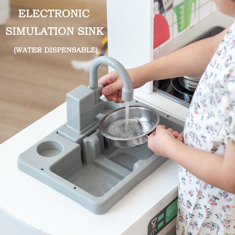BABIBO Wooden Play House Kitchen Toy Suit/children Can Water Simulation Kitchenware With Sink/for Boys And Girls Cooking Toy Gift
