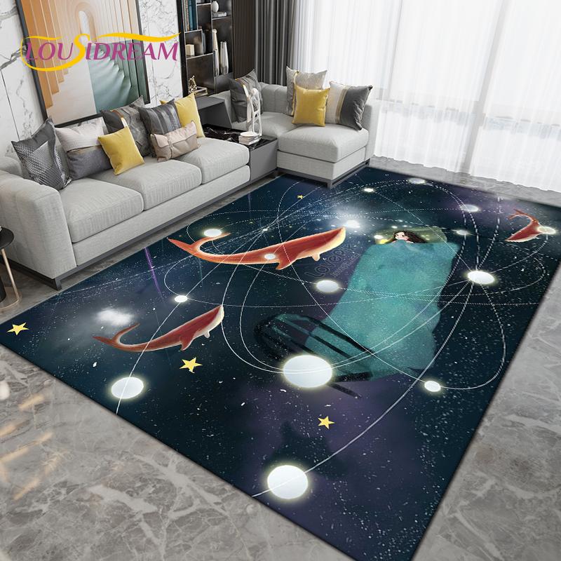 Ocean Underwater World Fish Dolphin Octopus Area Rug,Carpet Rug for Living Room Bedroom Sofa,Kitchen Bathroom Non-slip Floor Mat