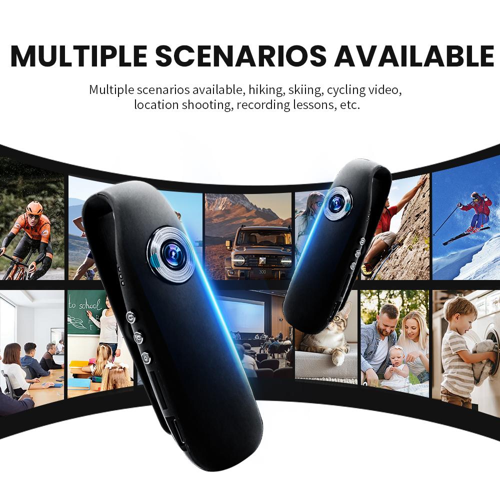 1080P Full HD Cycling Video Recorder with Back Clip Portable Law Enforcement Recorder Motion Activate Loop Recording Camera