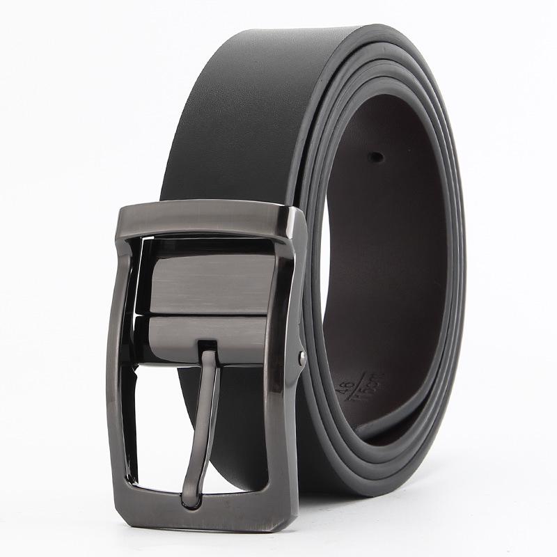 Dulilu Men's Two-Layer Leather Pin Buckle Casual Belt