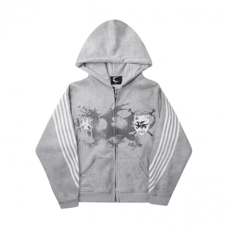 Unisex Streetwear Hooded Zip-Up Sweatshirt 2026 Casual Sportswear With Letter Print