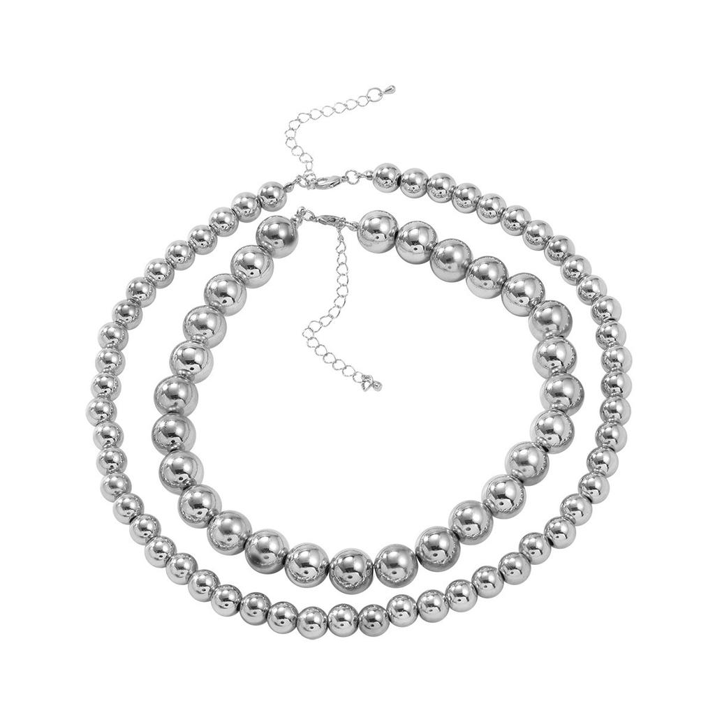 Exaggerated European and American Necklaces Two-piece Set Women CCB Imitation Metal Necklace Trend Hip-hop Accessories Necklace