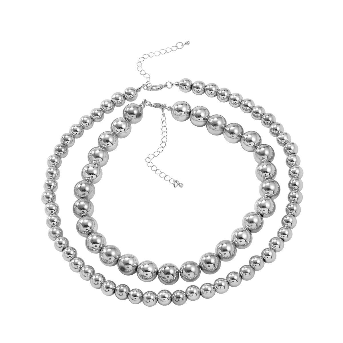 

Exaggerated European and American necklaces two-piece set women CCB imitation metal necklace trend hip-hop accessories necklace срібний