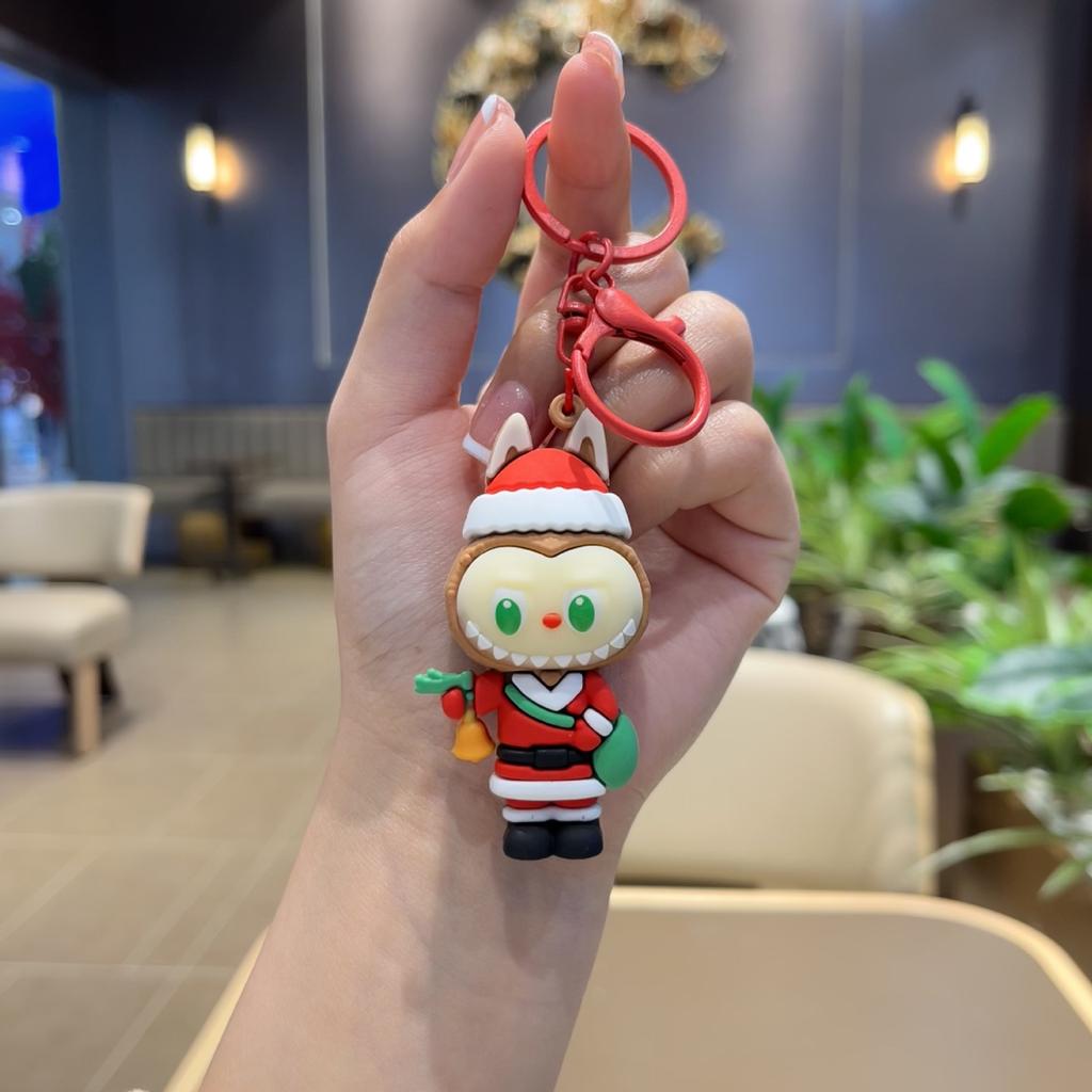 Christmas Key Pendant PVC Cute Three-dimensional Doll Rab Lamb Keychain