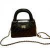 Borsa a tracolla da donna con tracolla a catenella, design trapuntato, pelle PU, portatile, a spalla, per uso quotidiano