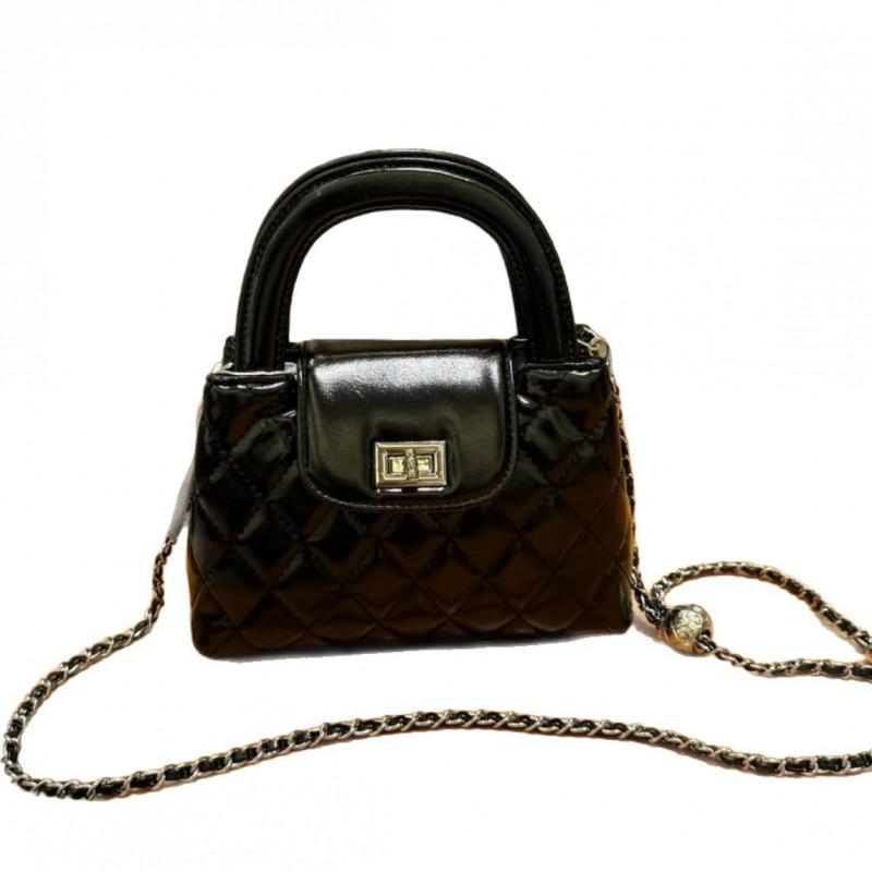 Borsa a tracolla da donna con tracolla a catenella, design trapuntato, pelle PU, portatile, a spalla, per uso quotidiano