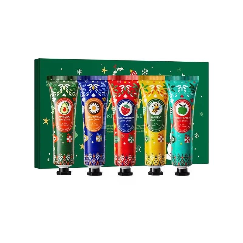 

Рождественский подарок 5 шт. в коробке Набор кремов для рук Увлажняющий Питательный Против трещин Восстанавливающий Уход за руками Красота Уход за кожей Наборы кремов для рук