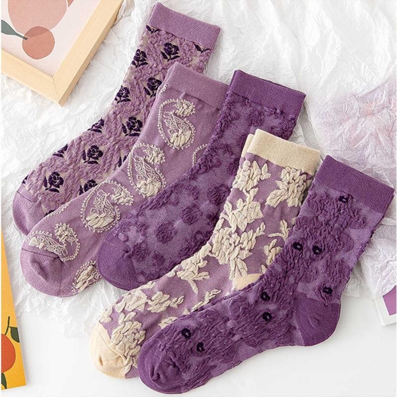 Womens Cotton Socks, 1 Pair Womens Fun Novelty Crew Colorful Patterns Soft Breathable Fashion Casual Socks