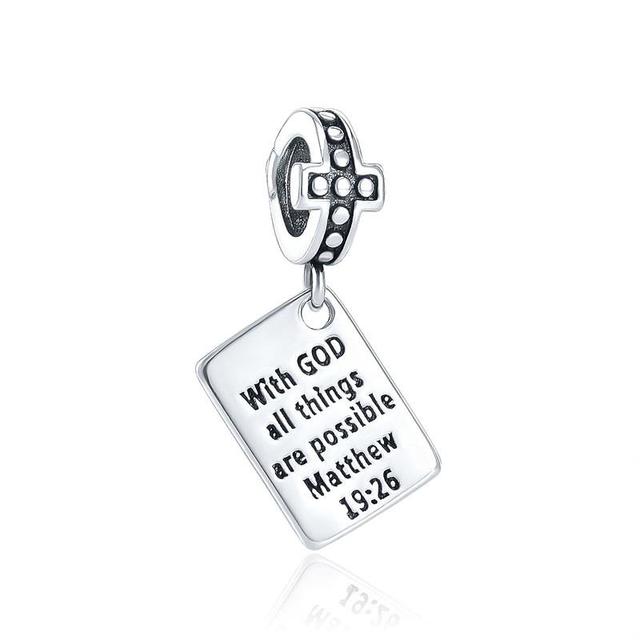 Faith Blessed Modlitba Cross Charm Bead Fit Originální módní náramek Diy pro dámské šperky