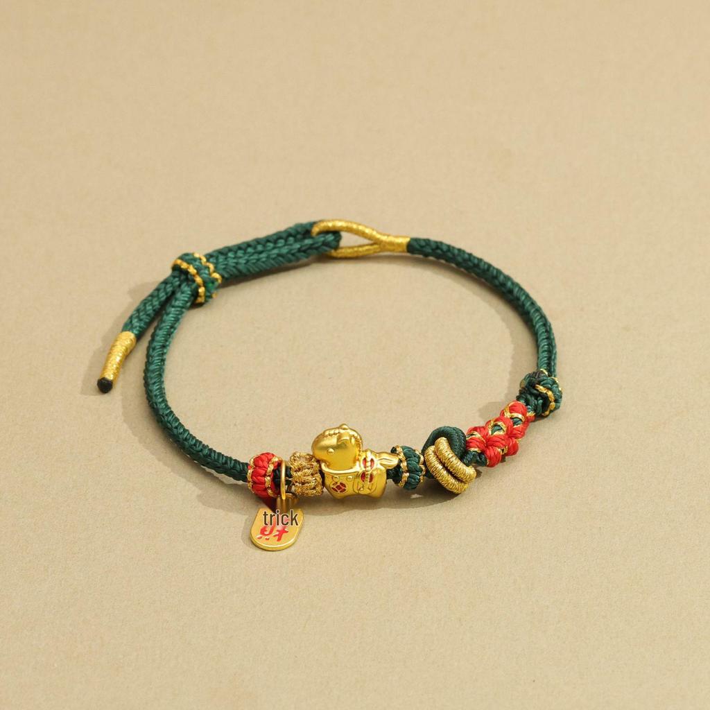 Handmade Zodiac Horse Red String Bracelet - Ethnic Style New Year Gift