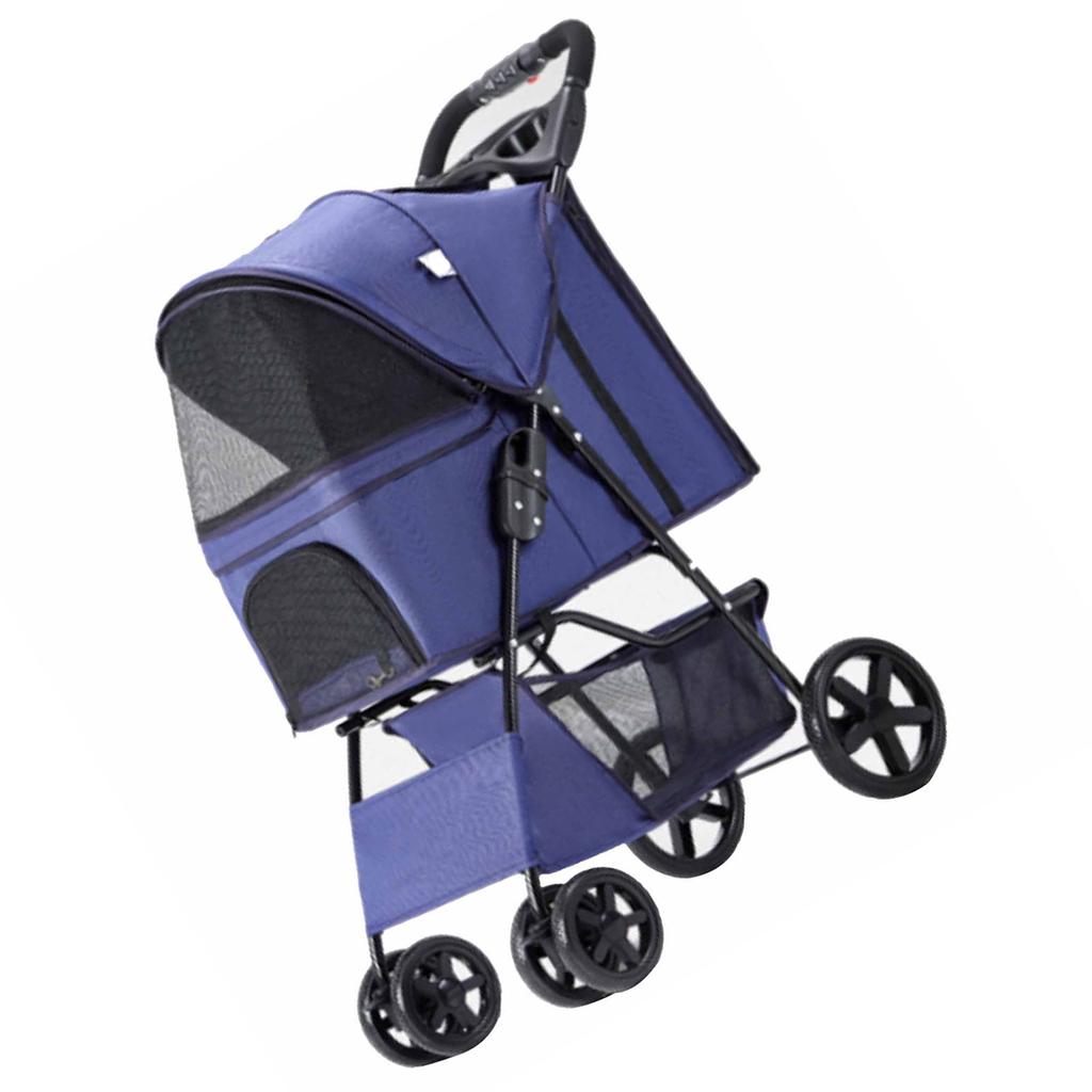 Haustier-Kinderwagen, leicht, faltbar, belüftet, Oxford, tragbar, für kleine Hunde, Kinderwagen für Hunde und Katzen, dunkel