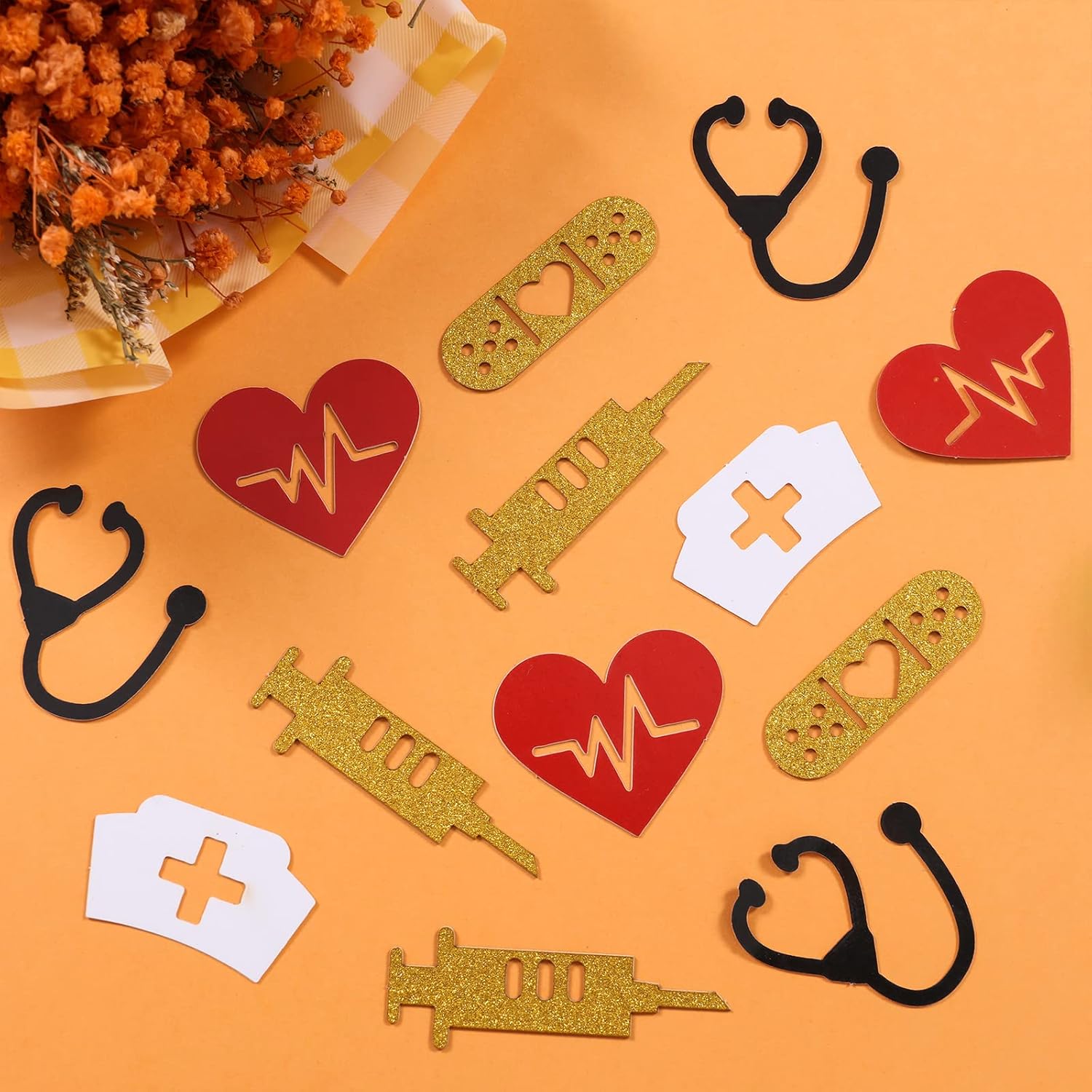 Sursurprise 200 Pack Nurse Confetti for Party Table Decorations, Nursing Medical School Graduation Nurse Week Decor Retirement RN Party Supplies