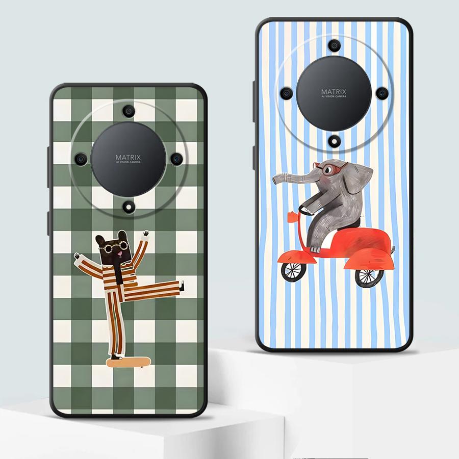 Creative Cartoon Animals Funda Phone Cover Case for Honor X5b X9a 90 Magic5Lite X7 8X X6 X8 70 200 400 Lite