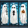 6 Sheets Halloween Large Ghosts Window Clings Spooky Bat Black Cat Pumpkin Stickers Double Sided PVC Decals for Home Party Store Glass Decoration