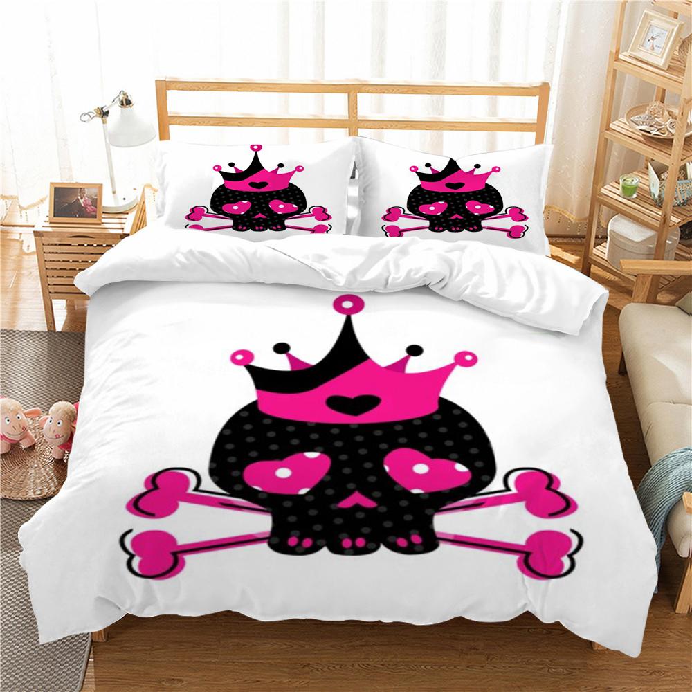 Bettbezug 3D Schädel Druck Bettbezug Set Hohe Qualität Einzelgröße Bettdeckenbezug Set Jungen Mädchen Zuhause Bettwäsche Set