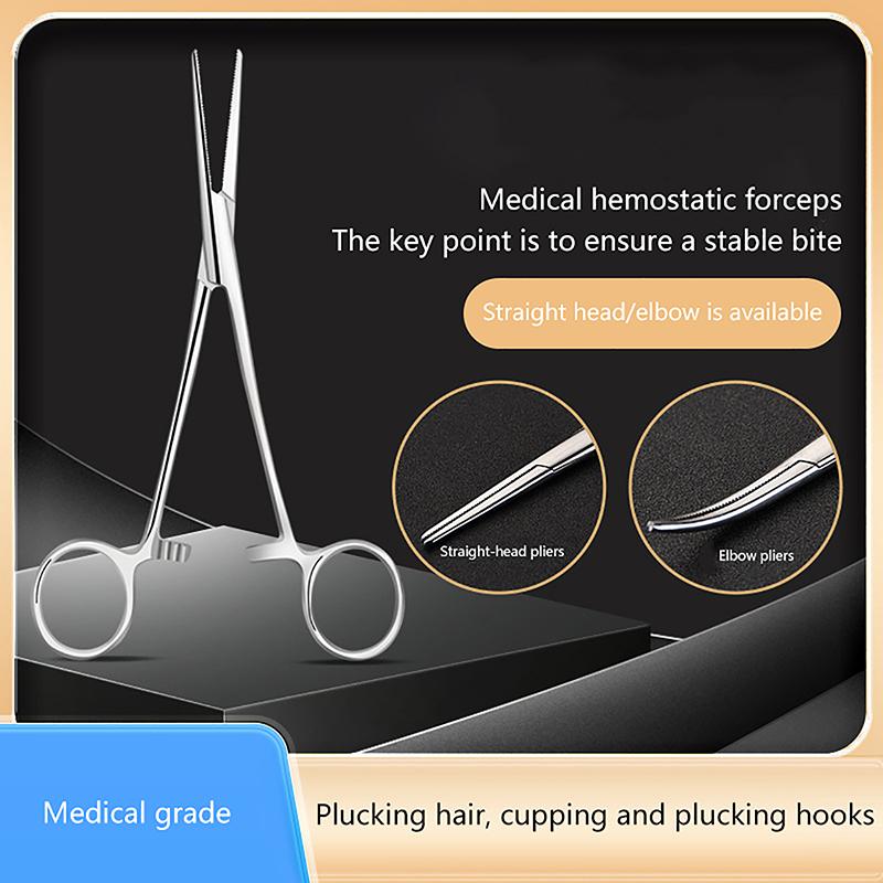 12.5/14/16/18 Cm Bent-Nose/Straight Curved Stainless Steel Locking Elbow Scissors Pliers Hemostatic Forceps Clamp Pliers