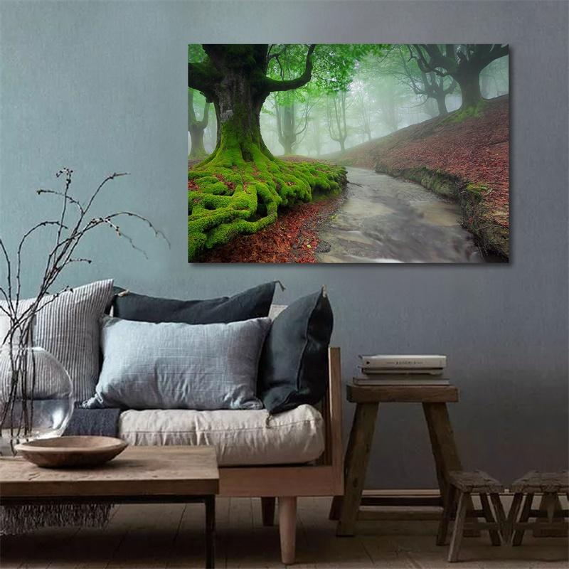WCIC Yeni Derin Orman Şelale Sanat Kumaş Ev Arka Plan Duvar Dekorasyonu Boyama Asılı Boyama