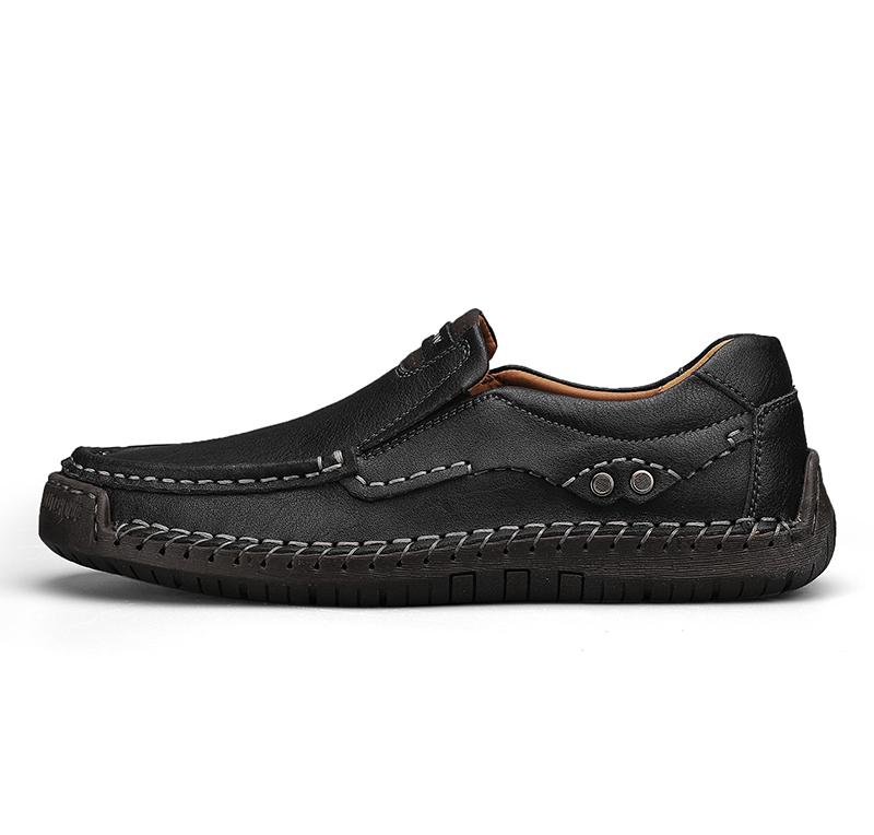 Handmade Men's Outdoor Genuine Leather Casual Shoes Male One Foot Flat Driving Shoes Breathable Loafer For Men Big Size