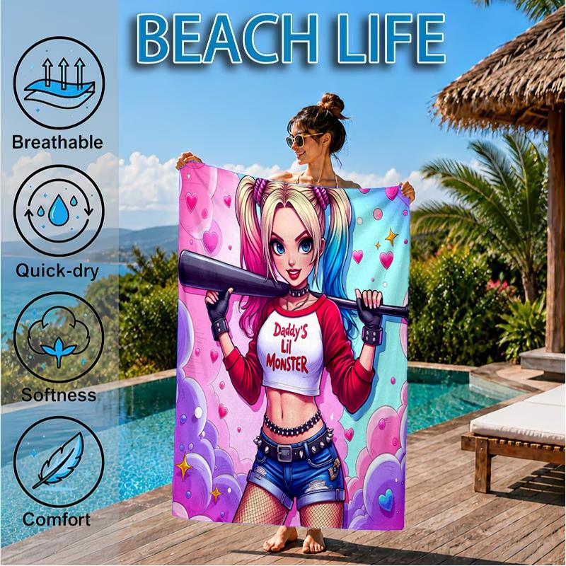 Quinn Artwork Beach Towel, Super Soft Microfiber, Perfect Gift for Her/Him, Birthday, for Pool, Beach, Travel, Decor Beach Party
