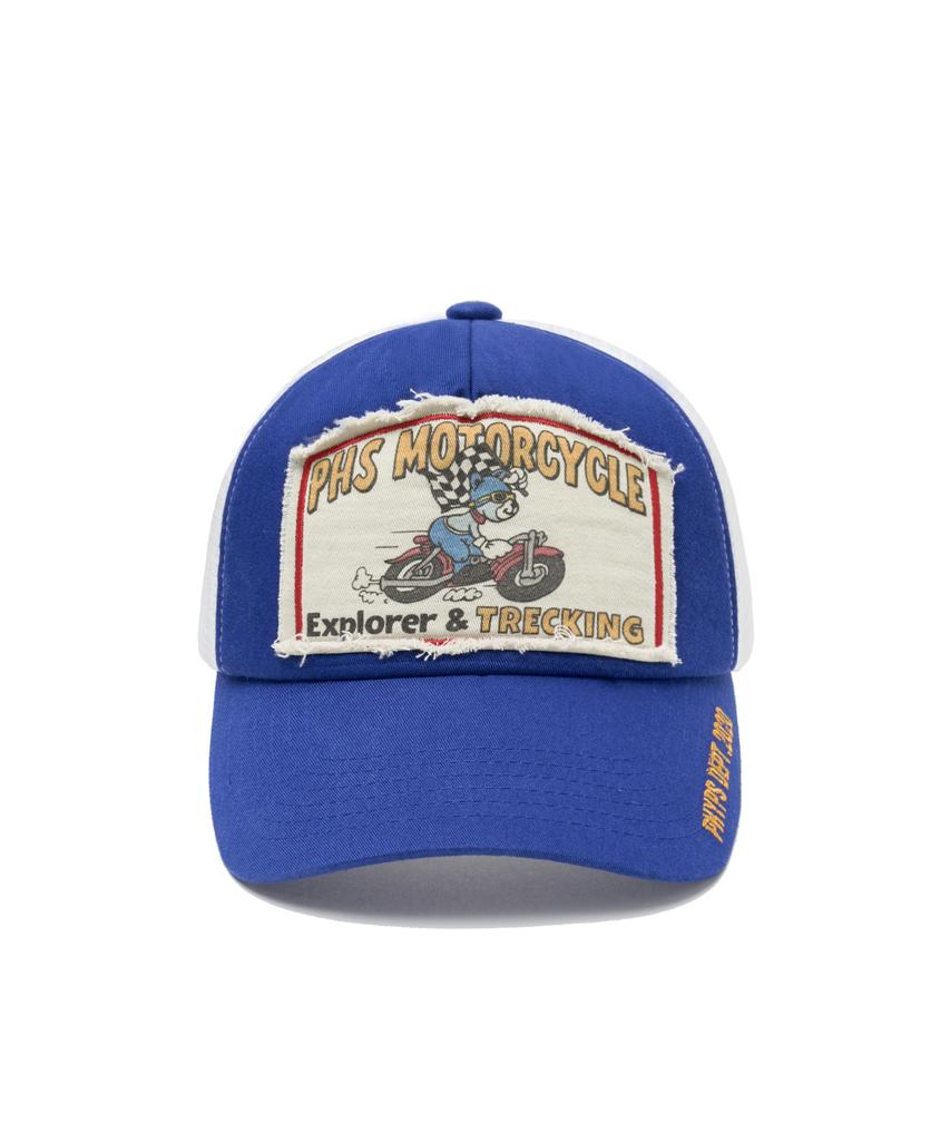 PHYPS MOTORCYCLE Riding Bear Mesh Ball Cap Blue